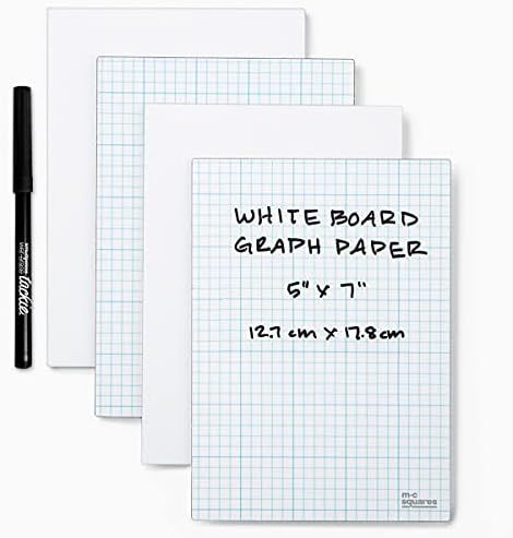 M.C. Squares Dry-Erase Jr. Graph Paper Pads - 5 x 7 Inch, Junior 4-Pack - One Side Erasable Blue ... | Amazon (US)