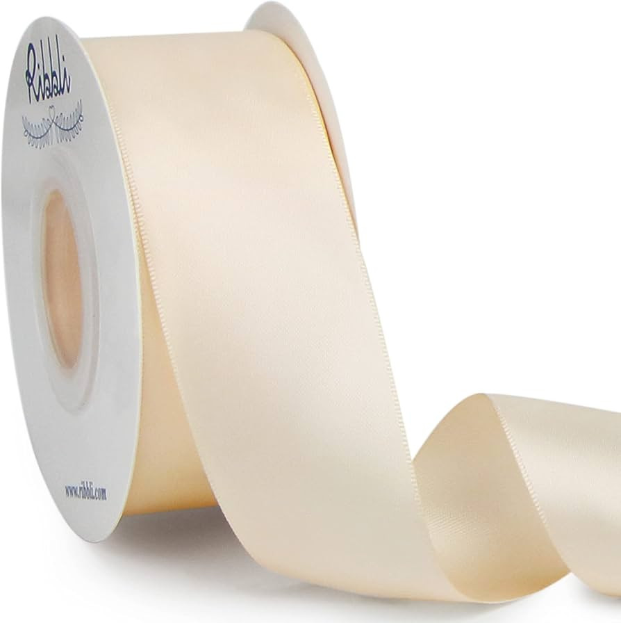 Ribbli Cream Double Faced Satin Ribbon,1-1/2” x Continuous 25 Yards,Use for Bows Bouquet,Gift W... | Amazon (US)