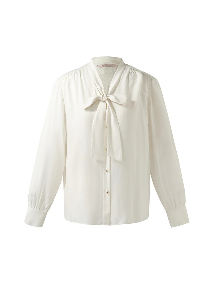 White Ribbon Women Shirt | GOELIA