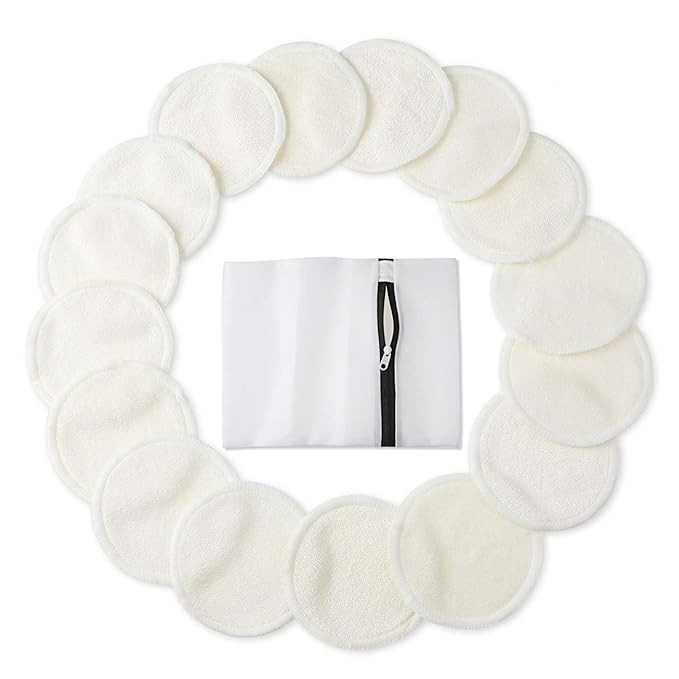 PHOGARY Reusable Cotton Rounds(16 Pack),3.15 inch Organic Cotton Pads, Bamboo Makeup Remover Pads... | Amazon (US)