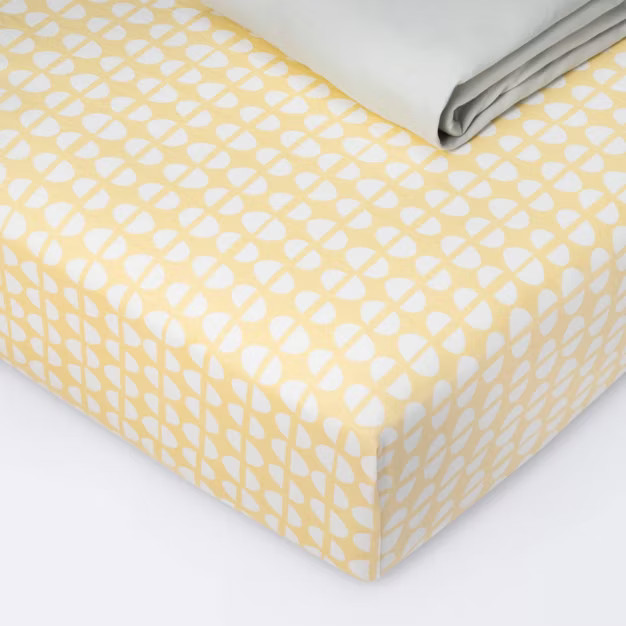 Fitted Jersey Crib Sheet - Cloud Island™ Half Circles/Gray Mustard Yellow/Gray 2pk | Target