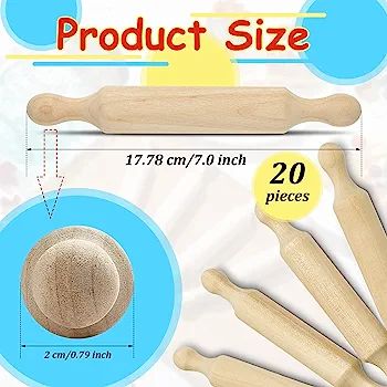 Suclain Wooden Mini Rolling Pin Long Kitchen Baking Small Dough Rolling Pin for Children Fondant ... | Amazon (US)
