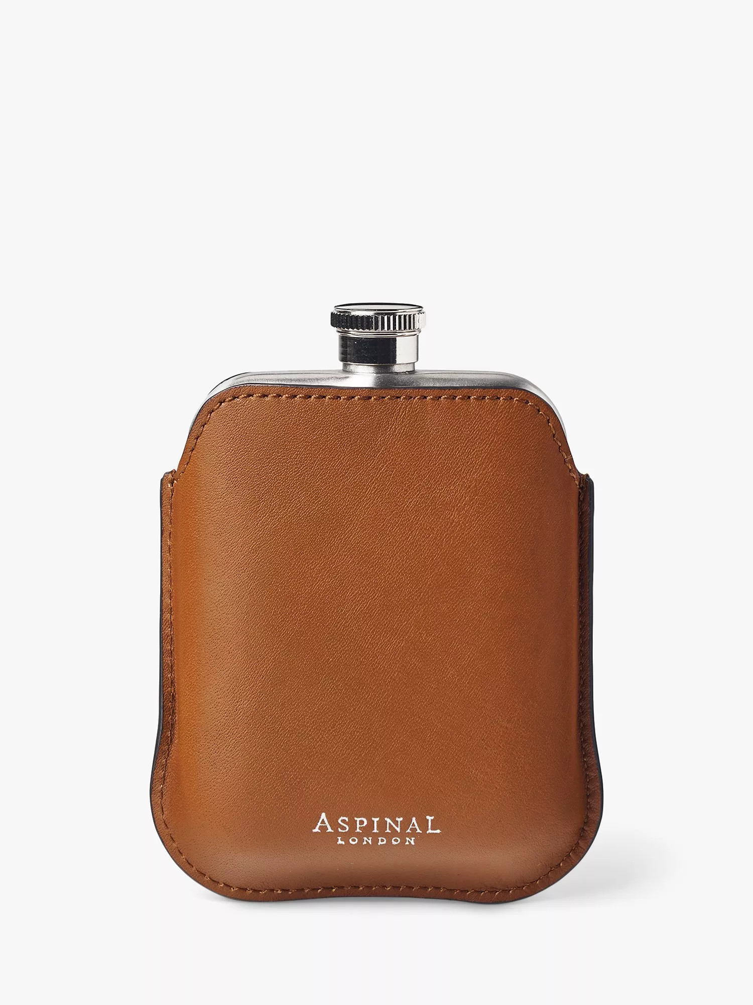 Aspinal of London 5oz Hip Flask & Leather Pouch, Tan | John Lewis (UK)