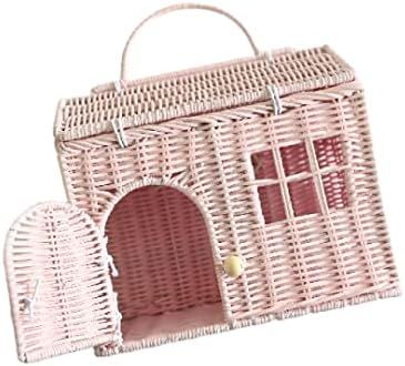 Rool Rattan House Shaped Basket Wicker Small Dollhouse Gift for Girls, Boho Toys, Mouse in a Box ... | Amazon (US)