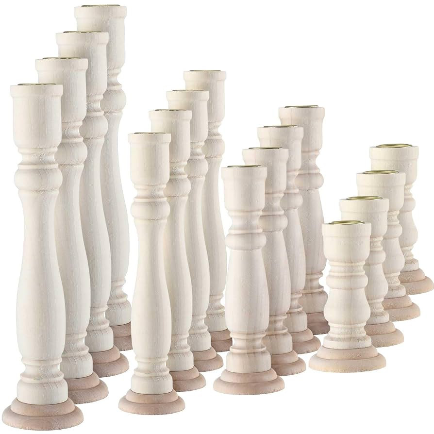 Tanlade 16 Pcs Wooden Candle Holders Set for Pillar Candles Farmhouse Unfinished Wood Candlestick... | Amazon (US)