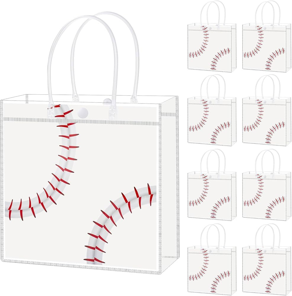 HGWNQX Baseball Party Favor Goodie Bags, 20 Pcs Baseball PVC Clear Candy Gift Treat bags with Han... | Amazon (US)
