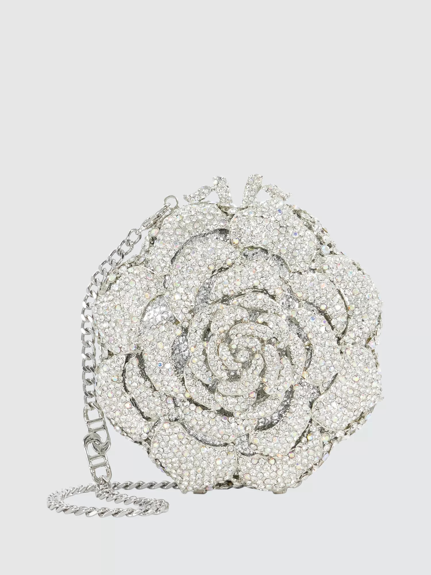 Dune Bling Diamante Flower Clutch Bag, Silver | John Lewis (UK)