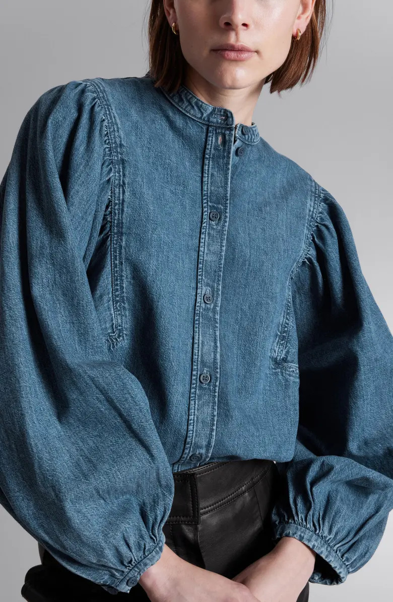 & Other Stories Volume Sleeve Denim Shirt | Nordstrom | Nordstrom