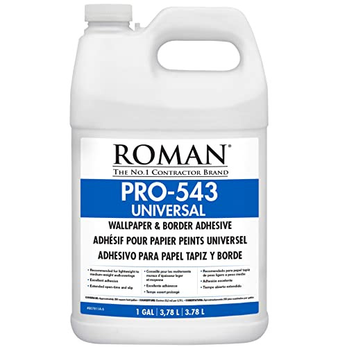 ROMAN’s PRO-543 Universal Border and Wallpaper Adhesive for Home Improvement, White, 1 Gallon (250 Sq. Ft.) | Amazon (US)