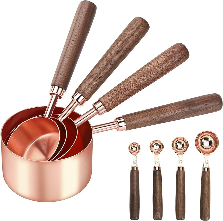 GuDoQi Measuring Cups and Spoons Set of 8, Walnut Wood Handle, with Metric and US Measurements, P... | Amazon (US)