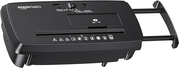 Amazon Basics 8-Sheet Strip Cut Paper, CD, and Credit Card Shredder, Compact, No Basket, Portable... | Amazon (US)
