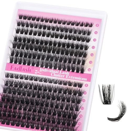 FADLASH Lash Clusters 80D+100D Fluffy Eyelash Clusters 8-16mm Individual Lashes Cluster Eyelash Extensions 3D Effect Wispy 280pcs Thick Lash Extension Clusters (80D+100D-0.07-D, 8-16mm) | Amazon (US)