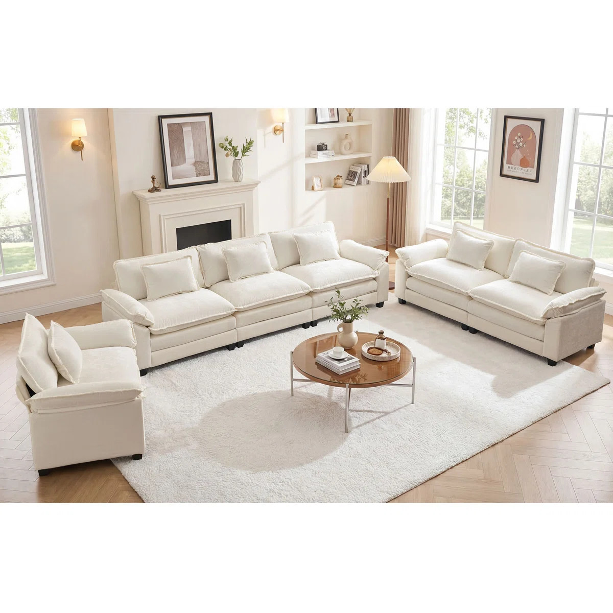 3 Piece Modular Sectional Sofa Sets, Deep Seats Living Room Couch Set With Oversized 120" Sofa, 8... | Wayfair North America