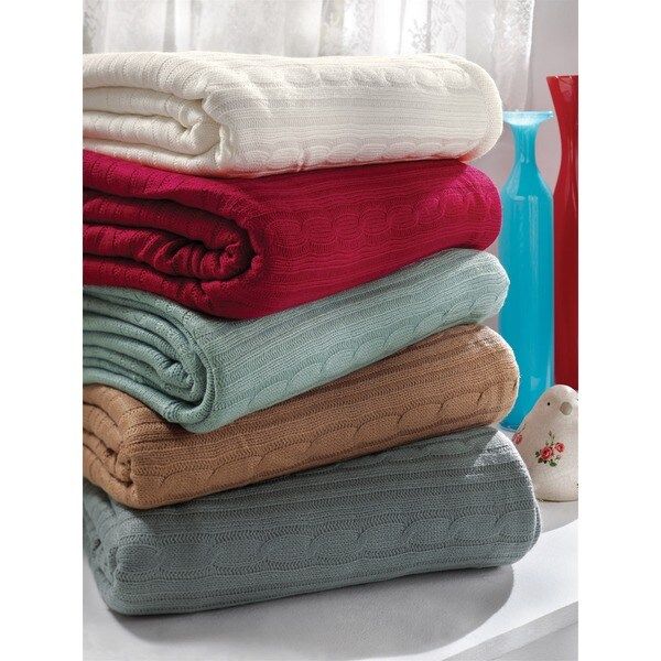 Brielle Cozy Cable Knit Throw with Sherpa Lining | Bed Bath & Beyond