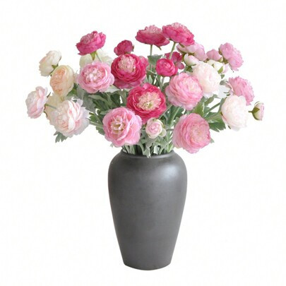 10pcs Peony Artificial Pink Flowers Combo Rose Red Vintage Fake Silk Flowers With Stems Floral Bouquet Arrangement For DIY Home Kitchen Bathroom Table | SHEIN