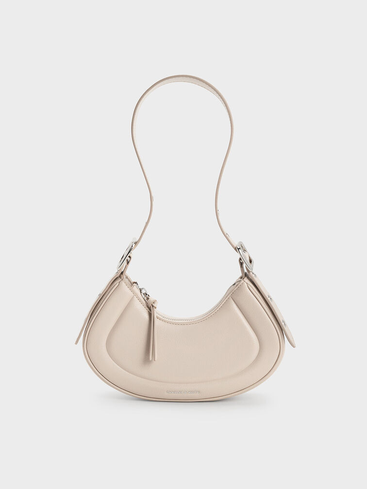 White Petra Curved Shoulder Bag | CHARLES & KEITH | Charles & Keith CA