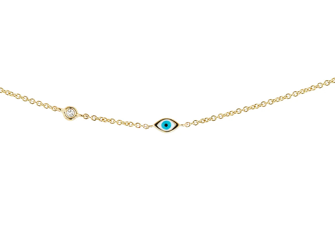 Mini Enamel Evil Eye Yellow Gold Bracelet | YLANG 23