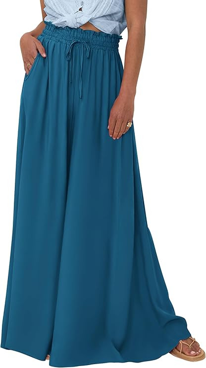 PRETTYGARDEN Women's 2026 Summer Wide Leg Palazzo Pants High Waisted Flowy Pockets Trendy Casual ... | Amazon (US)