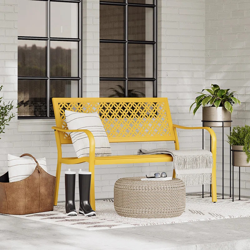Red Barrel Studio Carved-back Floral Garden Bench & Reviews | Wayfair | Wayfair North America