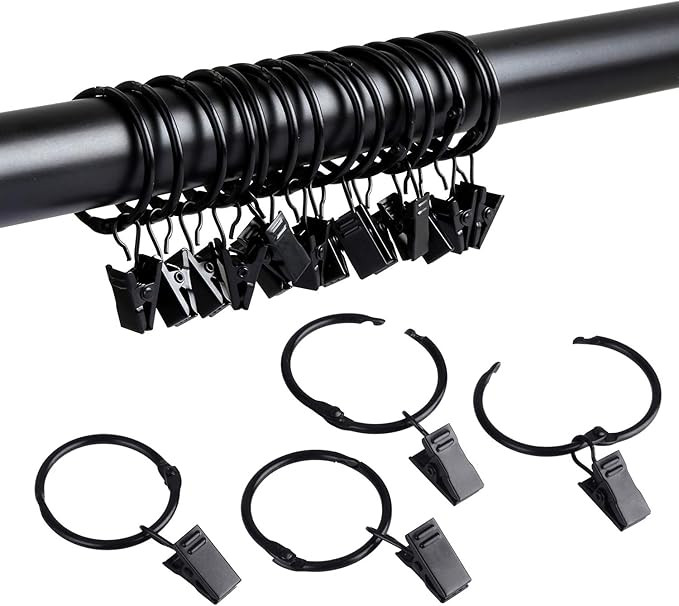 SPLF 36 Pack Metal Openable Curtain Rings with Clips, 1.22 Inch Interior Diameter, Fits up to 1 I... | Amazon (US)