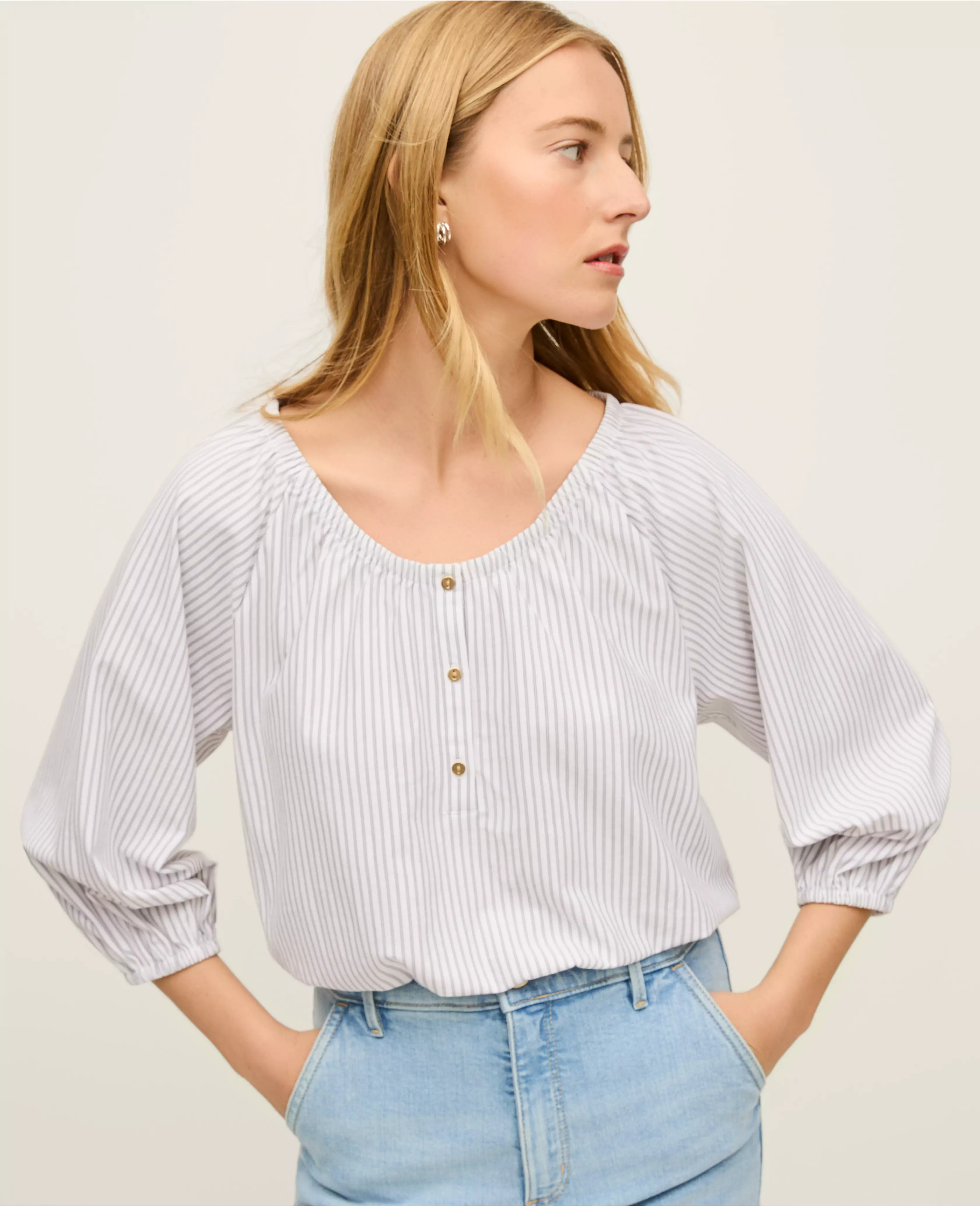 Striped Bubble Hem Top | Ann Taylor
