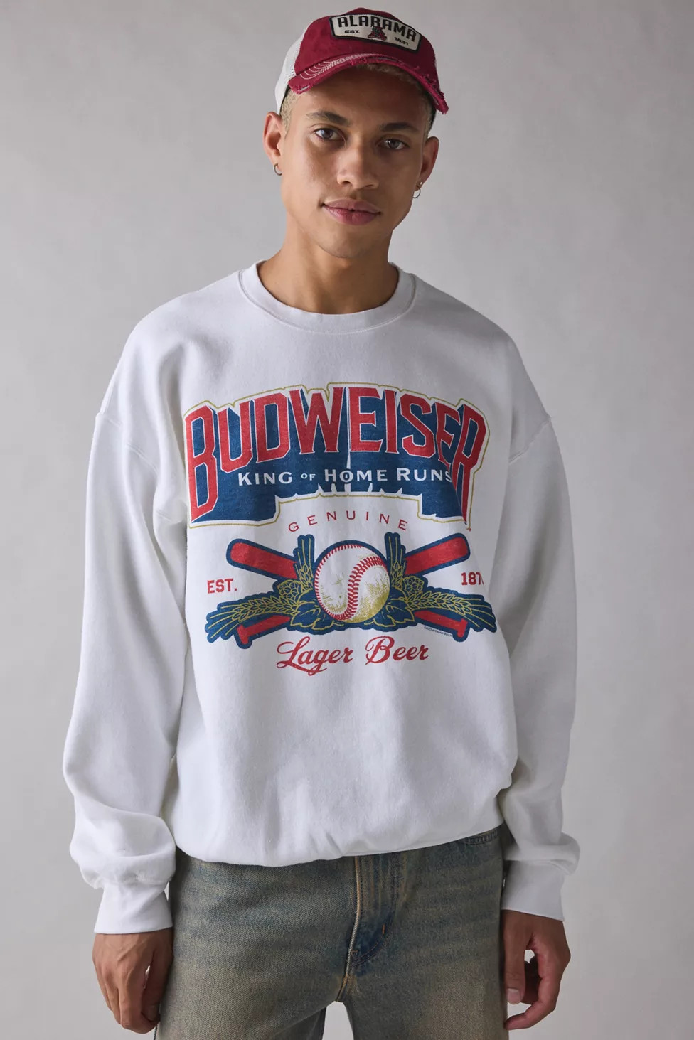 Budweiser King Of Home Runs Graphic Crew Neck Sweatshirt | Urban Outfitters (US and RoW)