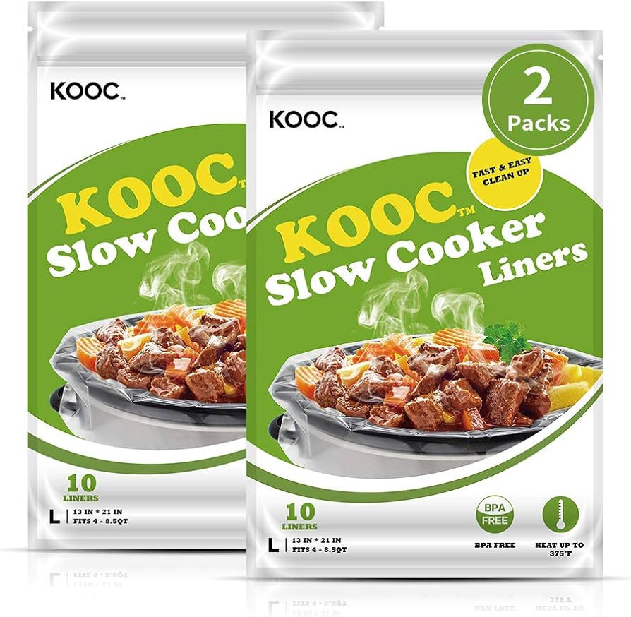[NEW]KOOC Premium Slow Cooker Liners and Cooking Bags, Large Size Fits 4QT to 8.5QT Pot, 13"x 21"... | Amazon (US)