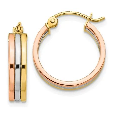 14K Tri-Color Gold Earring Hoop Women'S 18 mm 4 Tri Color Earrings | Walmart (US)