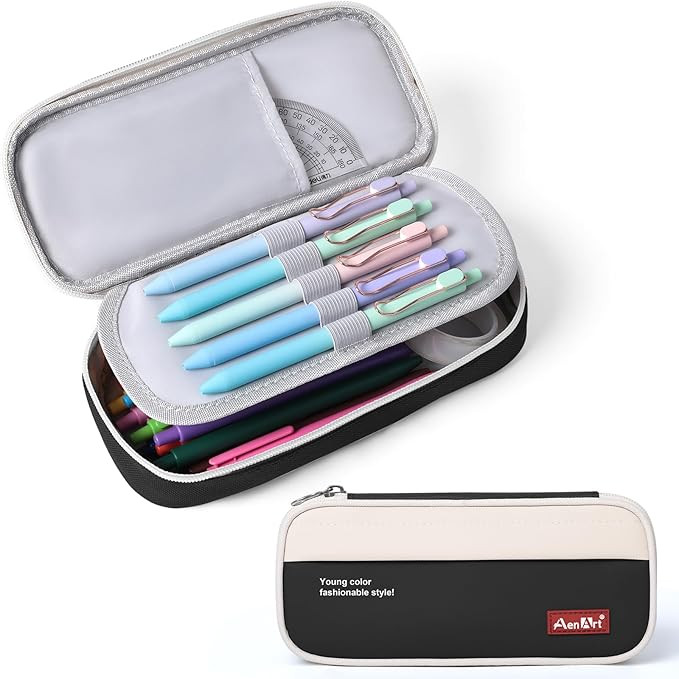 Aen Art Pencil Pouch, Big Capacity Waterproof Pencil Case, Sturdy Stationery Pen Bag for Students... | Amazon (US)
