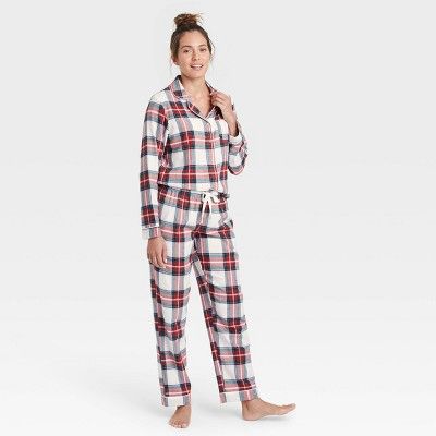 Women's Perfectly Cozy Plaid Flannel Pajama Set - Stars Above™ Off-White | Target