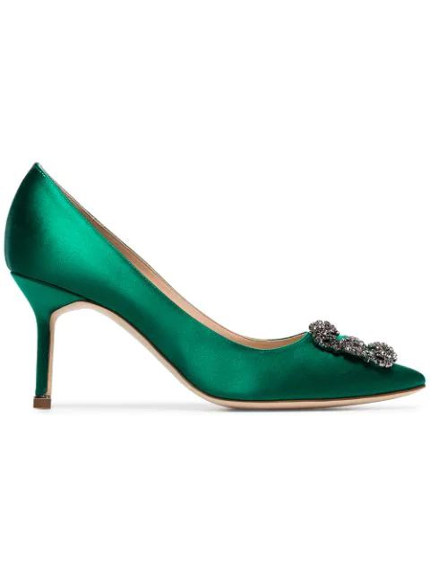 Hangisi 70mm appliqué satin pumps | Farfetch (US)