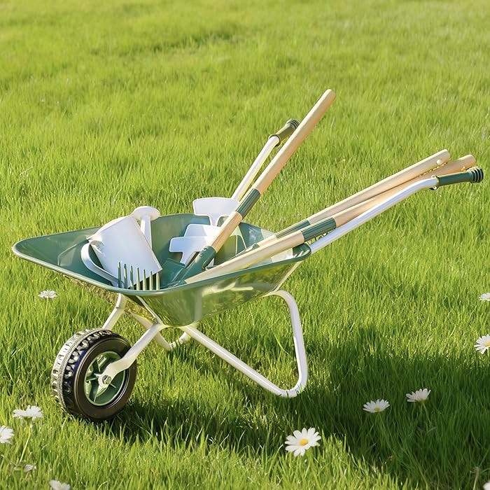 ROBOTIME Kids Wheelbarrow with Gardening Set – Metal Wheelbarrow Toddler Outdoor Play Toy with ... | Amazon (US)