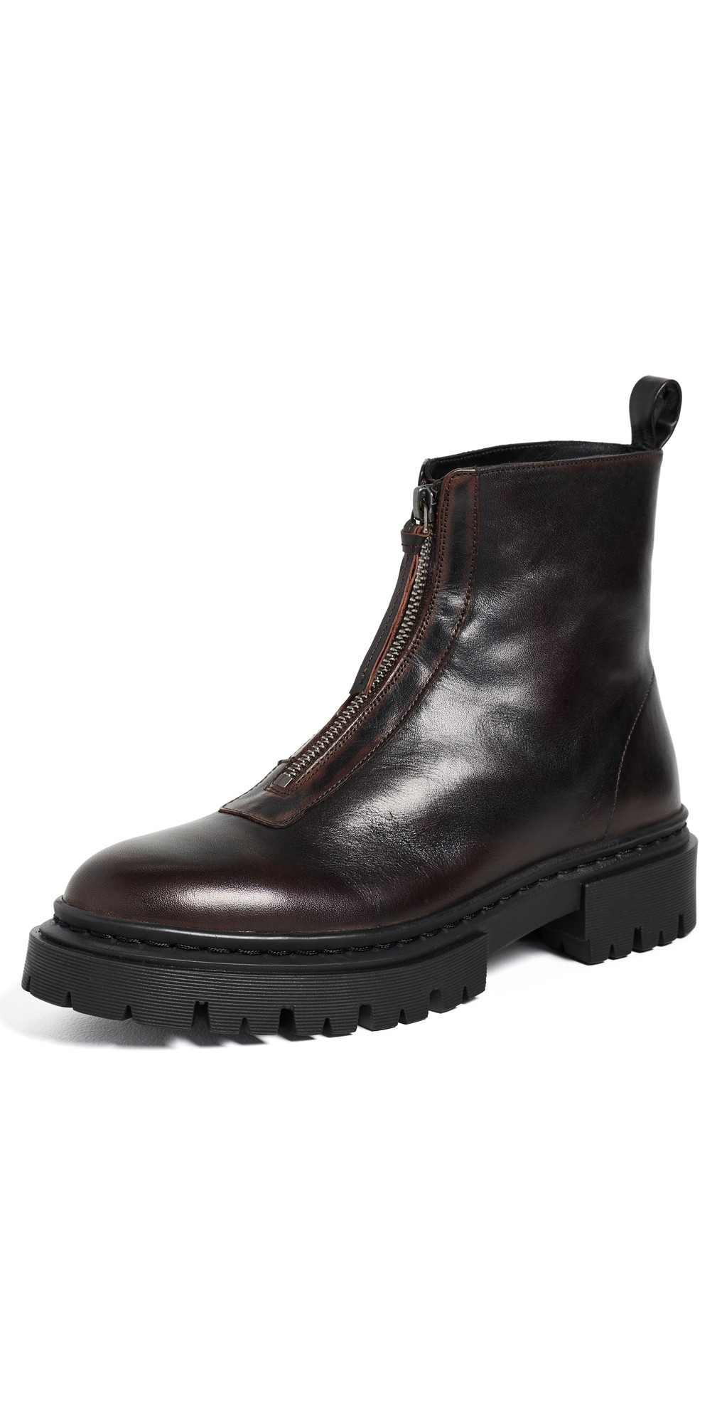STAUD Miles Zip Ankle Boots Espresso Distressed 41 | Shopbop