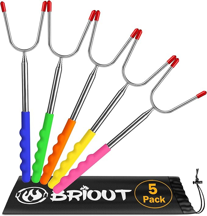 Briout Extendable Marshmallow Roasting Sticks- Extra Long 45'' Stainless Steel Smores Sticks for ... | Amazon (US)