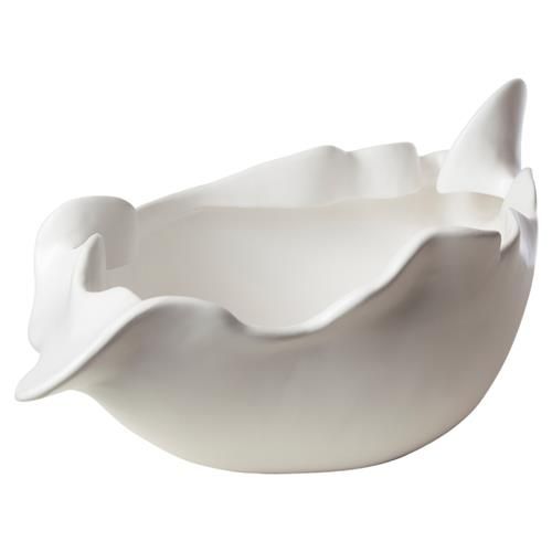 Studio A Home Modern Classic White Ceramic Abstract Decorative Bowl - Small | Kathy Kuo Home
