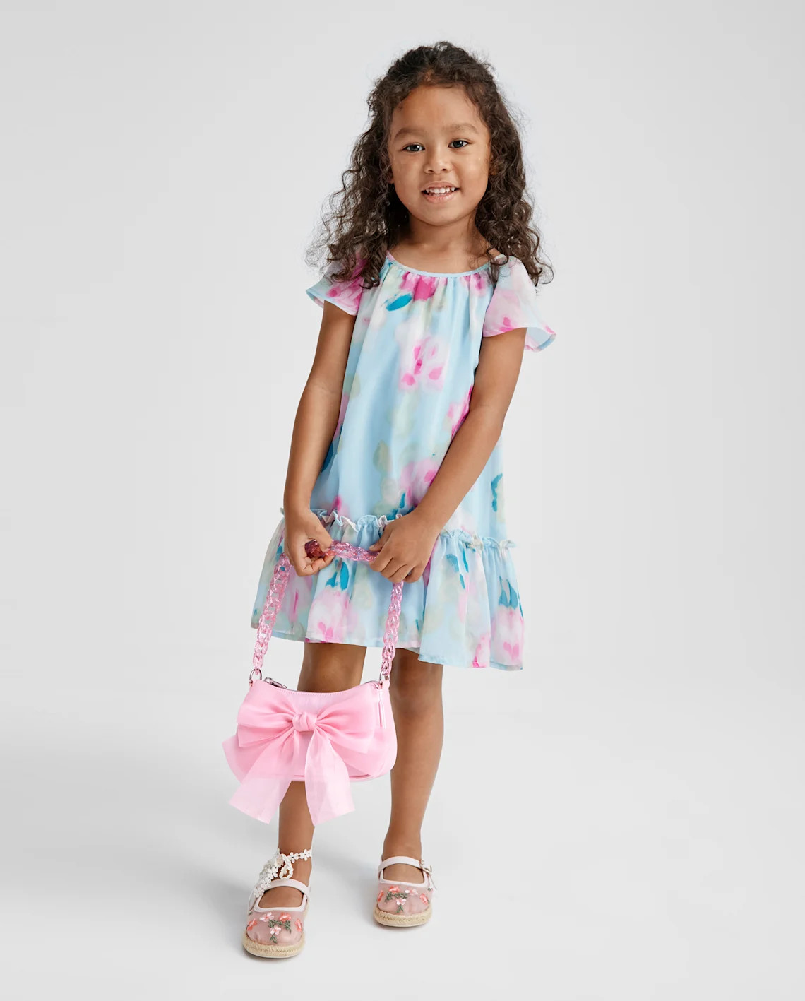 Baby And Toddler Girls Floral Chiffon Shift Dress - blue | The Children's Place