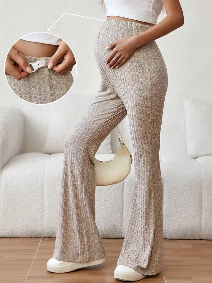 SHEIN Adjustable Waist Flared Pants For Pregnant Women | SHEIN