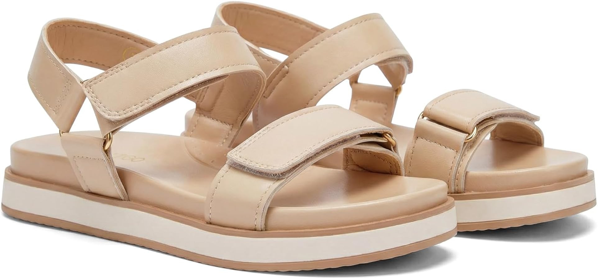 Coutgo Womens Platform Sandals Adjustable Strap Open Toe Low Wedge Sandals Beach Vacation Shoes | Amazon (US)