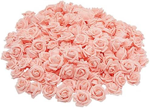 Artificial Peach Roses, 2-Inch Faux Flower Heads for Crafts, Decoration (200 Pack) | Amazon (US)