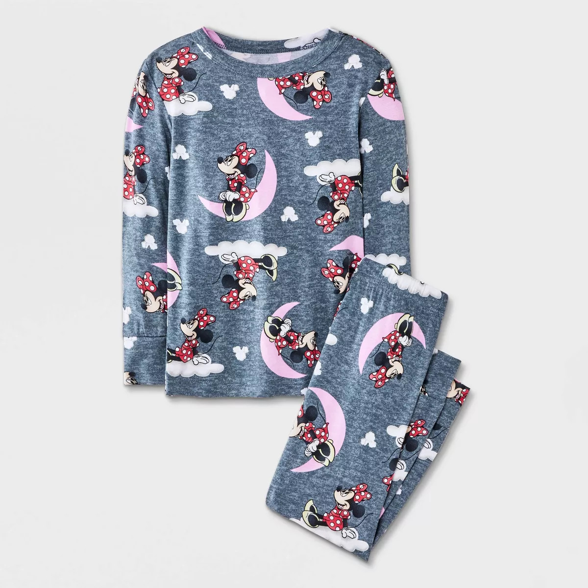 Baby Girls' 2pc Minnie Mouse Viscose Snug Fit Pajama Set - Gray/Pink 12M | Target