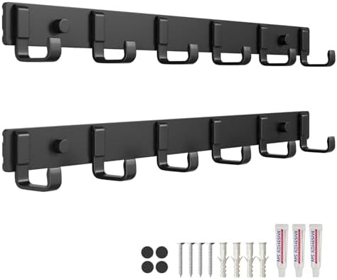 Wall Mount Coat Rack(2-Pack) 6 Hanging Hooks Entryway Bedroom Bathroom Kitchen for Coat Hooks,Glu... | Amazon (US)