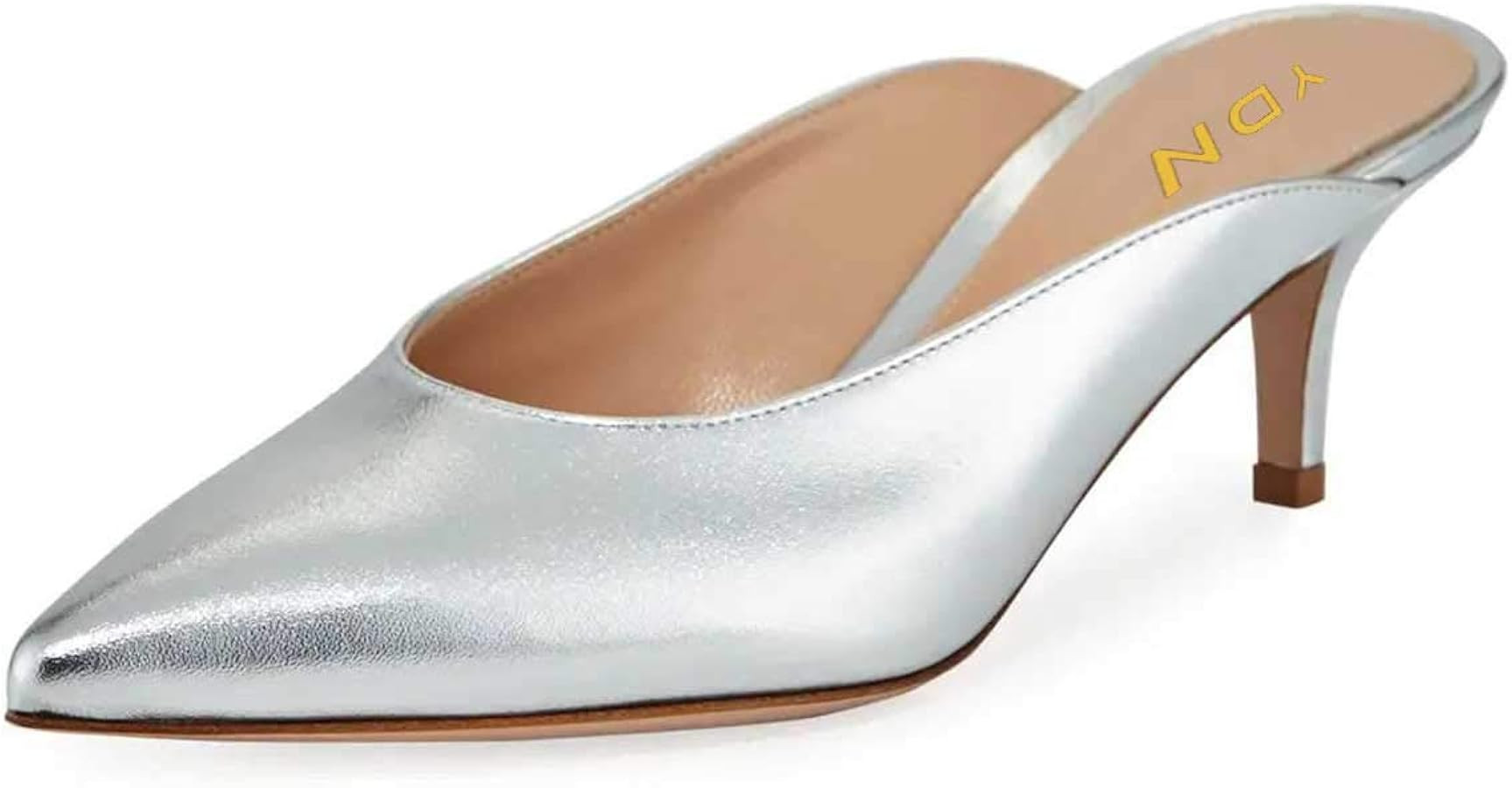 YDN Women Classic Pointed Toe Low Mid Heel Loafers Slip on Mules Slide Sandals Kitten Shoes Size ... | Amazon (US)