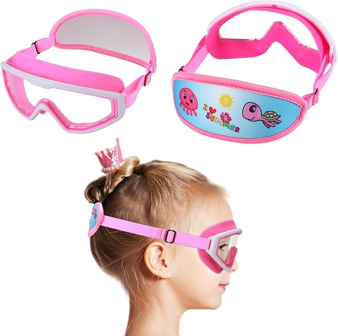 Kids Swim Goggles Age 3-8, Toddler Goggles No Hair Pull,Child Swimming Mask Fabric Strap | Amazon (US)
