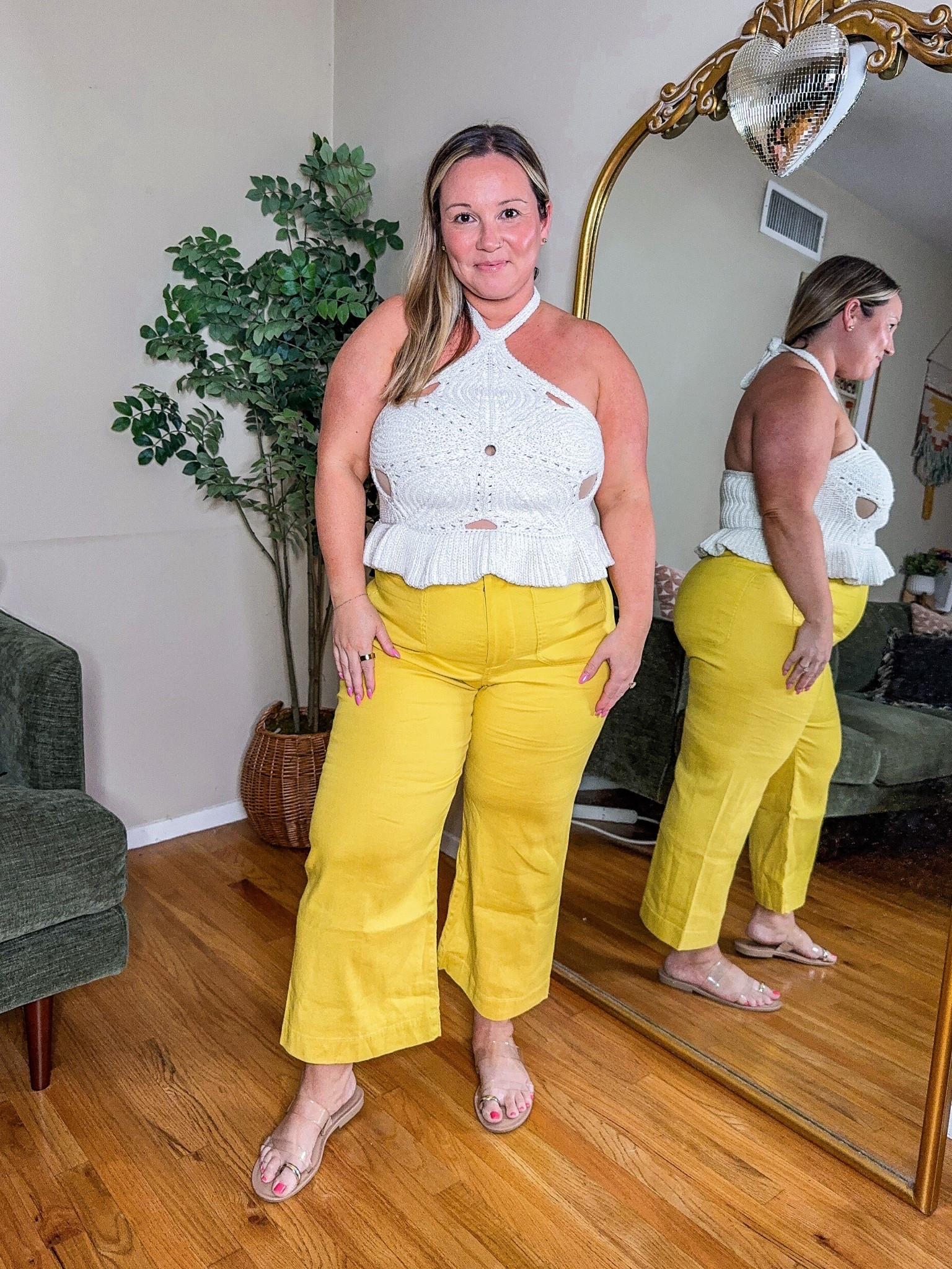 Anthropologie code SHELLI20 through 6/30! 
Knit top size LARGE size up for more length 
Pants size 31 PETITE super comfy and have decent stretch 

Summer outfit, summer style, workwear pants, petite style, date night top, petite style, Anthropologie 

#LTKPetite #LTKSaleAlert #LTKMidsize