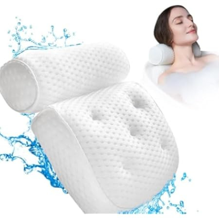 BASIC CONCEPTS Bathtub Pillow for Neck and Back Support with Drying Hook, Bathtub Pillow Machine ... | Amazon (US)