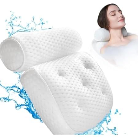 BASIC CONCEPTS Bathtub Pillow for Neck and Back Support with Drying Hook, Bathtub Pillow Machine ... | Amazon (US)