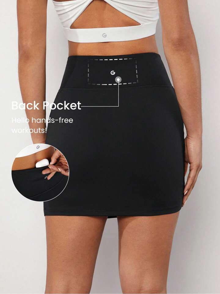 GLOWMODE SoftFlux Asymmetrical Mini Slit Skirt with Pockets | SHEIN