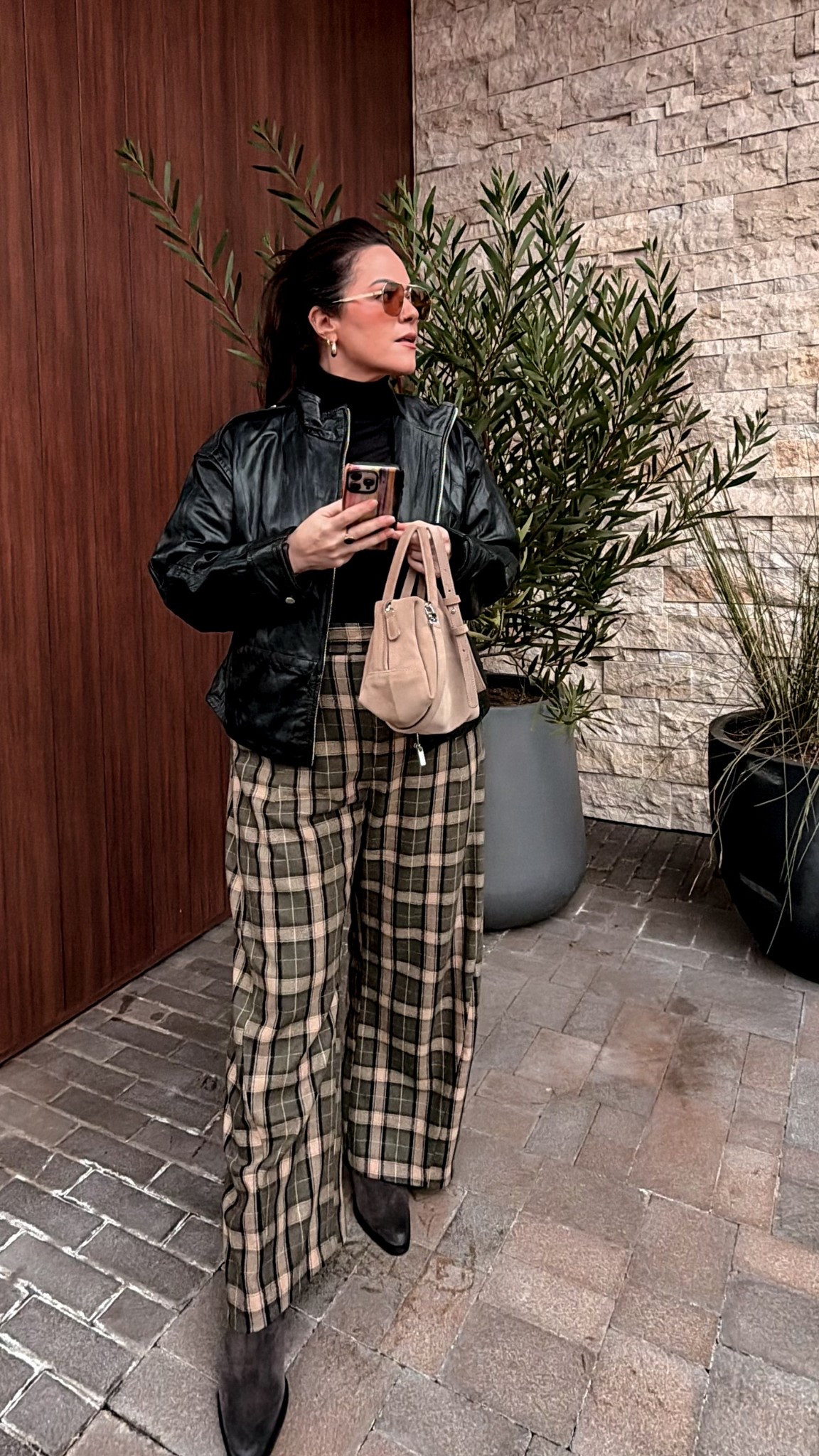 Mixing classic pieces with texture is one of my favorite styling tricks! A leather jacket paired with tailored plaid pants creates a chic look!

#LTKootd #LTKgrwm #LTKSeasonal