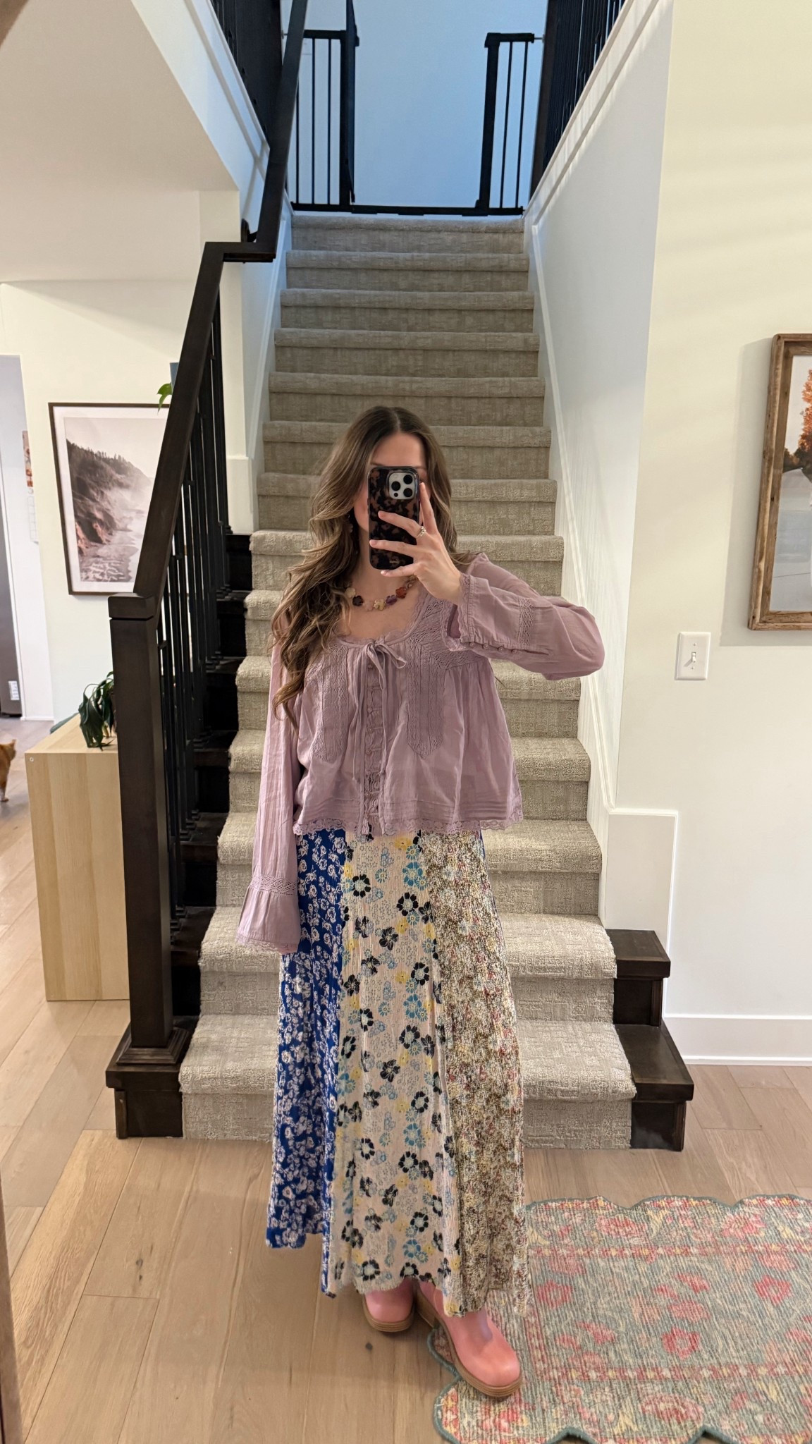 what I wore for a girls night last night! Wearing a small in top! Nursing friendly! Skirt is years old from Fp, linked a few floral skirts! 