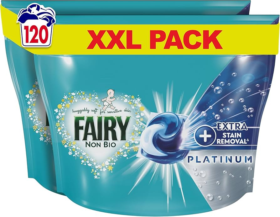 Fairy Non-Bio Platinum Pods, Washing Liquid Laundry Detergent Tablets/Capsules, 120 Washes (60 x ... | Amazon (UK)
